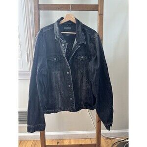 Chipotle Loomstate Denim Jacket Adult 2XL Black Trucker Jean Button Front Pepper